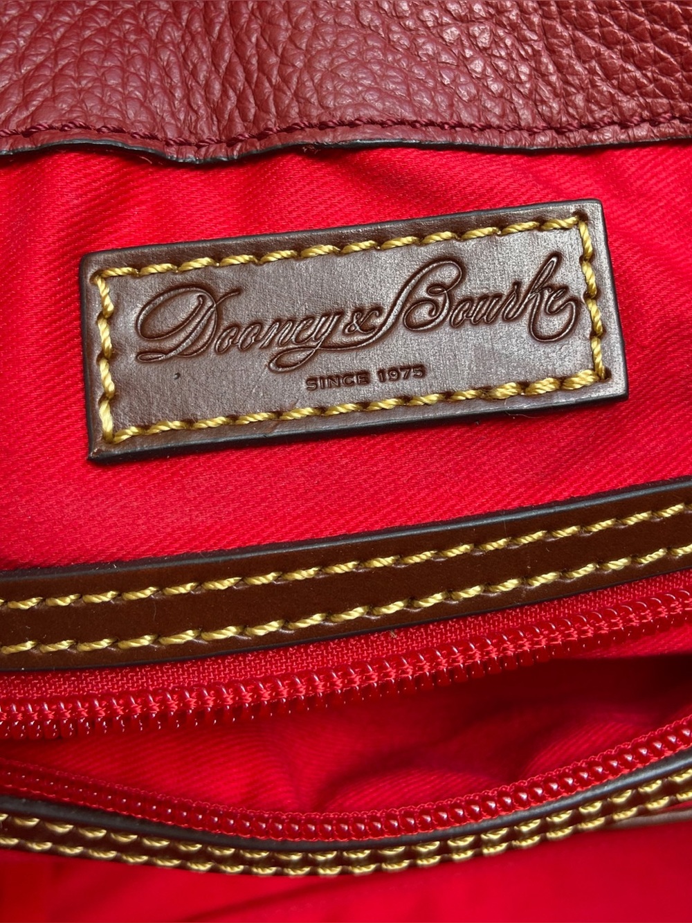 Dooney & Bourke Derby East/West Pebbled Leather Tote -Red Shoulder Bag Old Money - Picture 13 of 16
